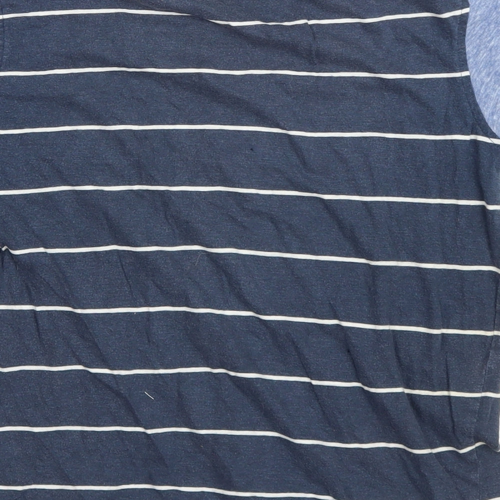 George Boys Blue Striped Cotton Basic T-Shirt Size 11-12 Years Round Neck Pullover