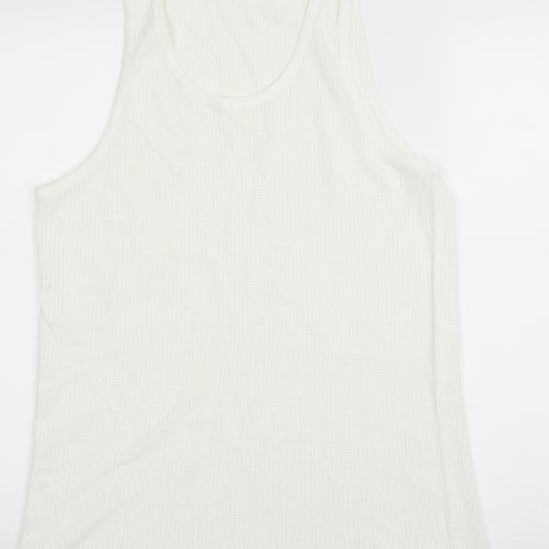 Marks and Spencer Mens Ivory Cotton T-Shirt Size L Round Neck