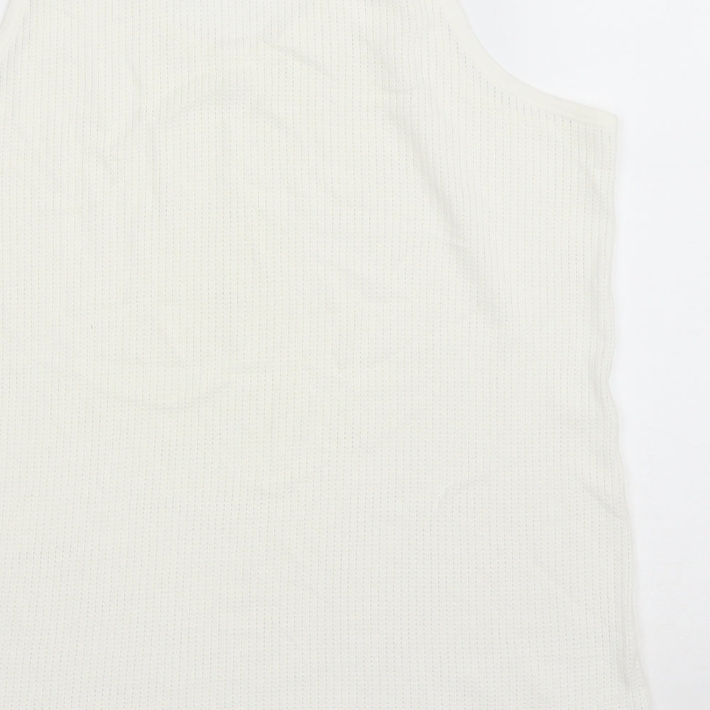 Marks and Spencer Mens Ivory Polyester T-Shirt Size L Round Neck