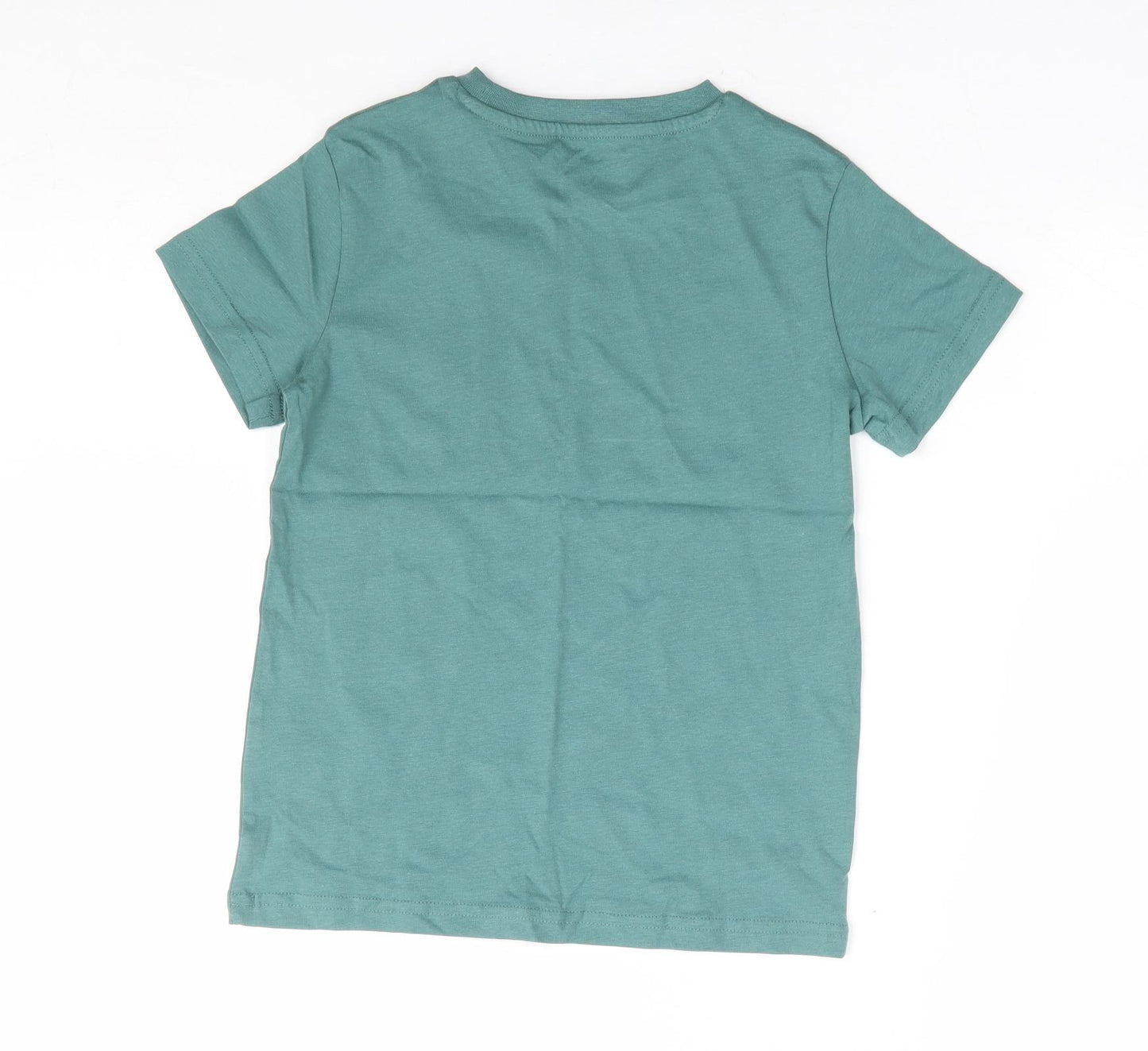 Peacocks Boys Green 100% Cotton Basic T-Shirt Size 7-8 Years Round Neck Pullover - New York State