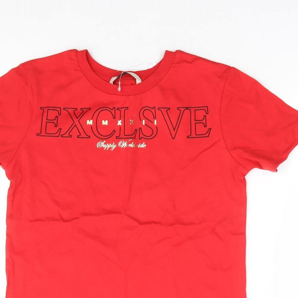 George Boys Red 100% Cotton Basic T-Shirt Size 8-9 Years Round Neck Pullover - Exclusive