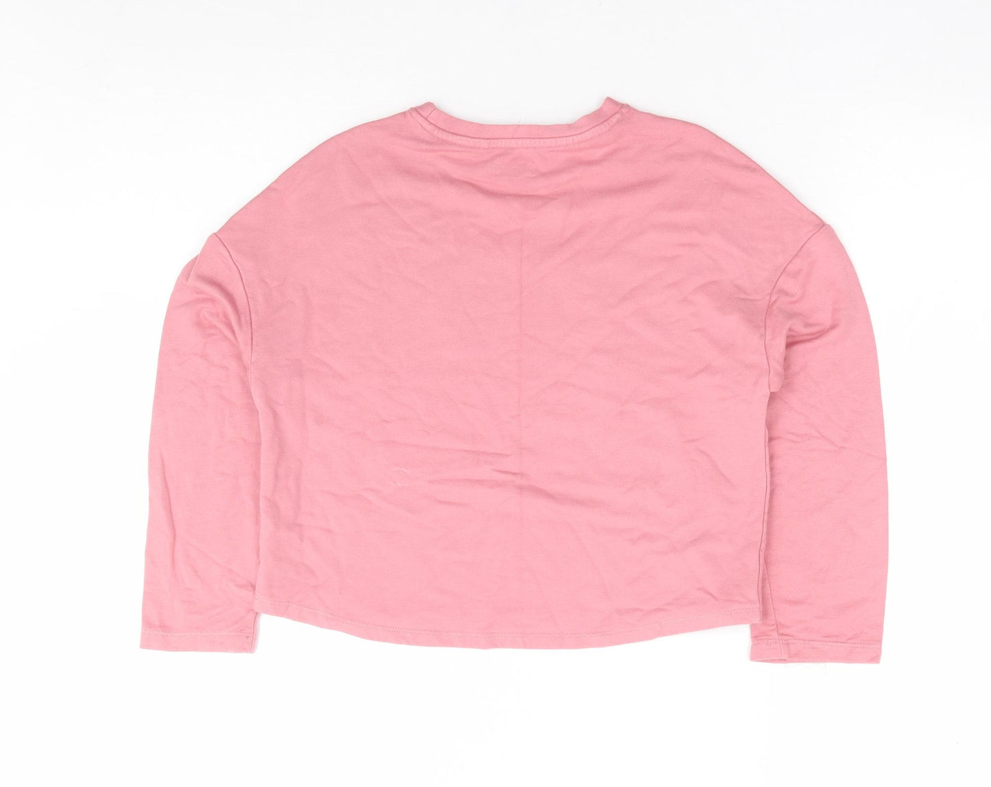 NEXT Girls Pink Viscose Pullover Sweatshirt Size 8 Years Pullover - Heart Cropped