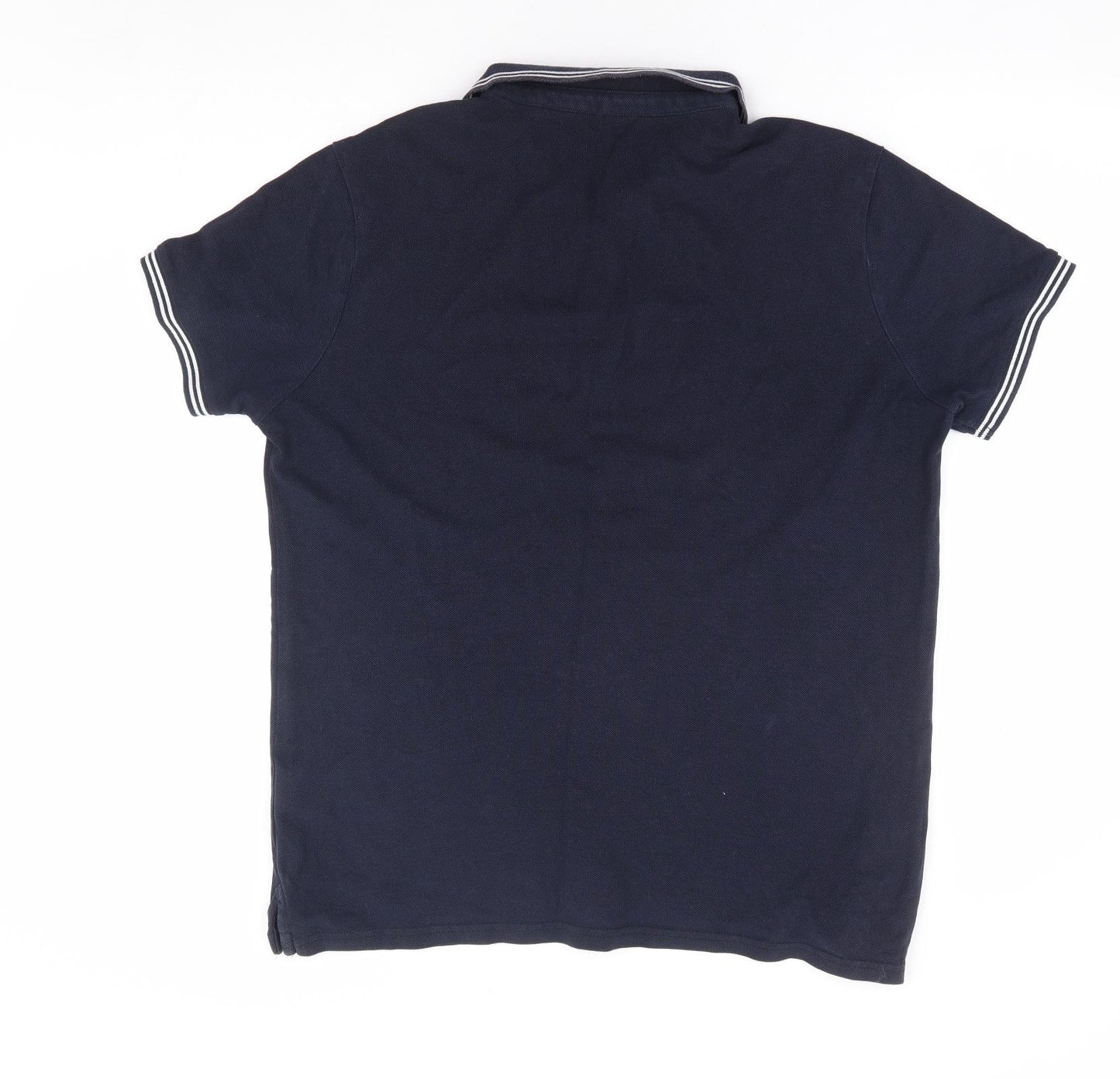 Jeff & co Mens Blue Cotton Polo Size M Collared Button