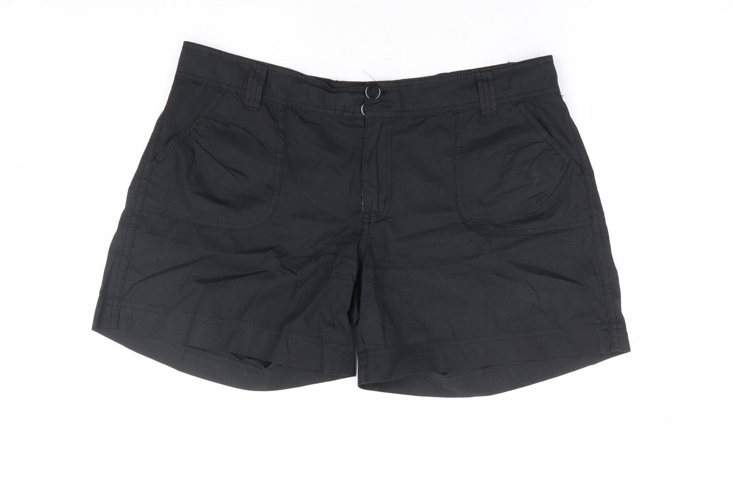 Dunnes Stores Womens Black Cotton Chino Shorts Size 14 L5 in Regular Zip