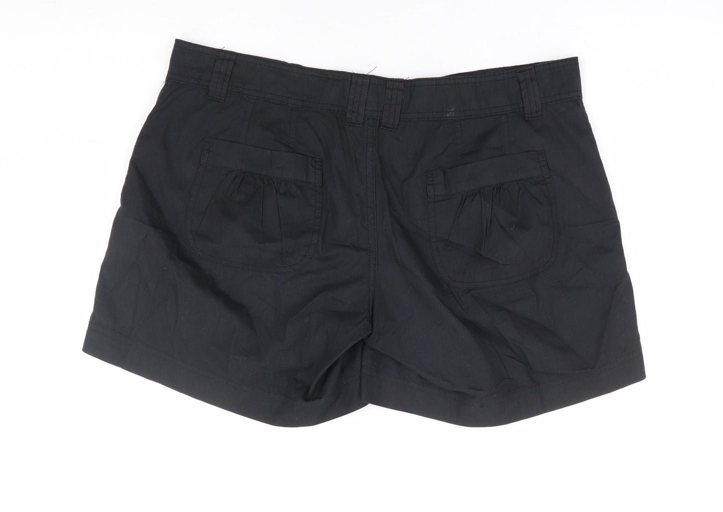 Dunnes Stores Womens Black Cotton Chino Shorts Size 14 L5 in Regular Zip