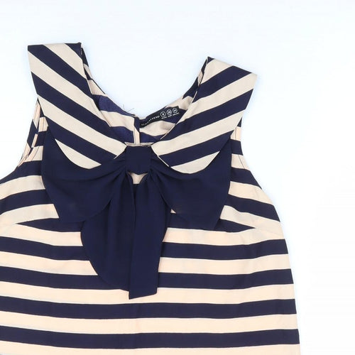 Primark Womens Multicoloured Striped Polyester Basic Blouse Size 8 Collared