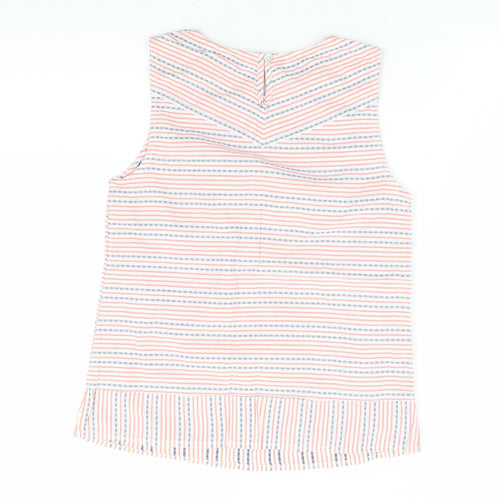TU Womens Orange Striped 100% Cotton Basic Blouse Size 8 Round Neck