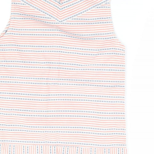 TU Womens Orange Striped 100% Cotton Basic Blouse Size 8 Round Neck