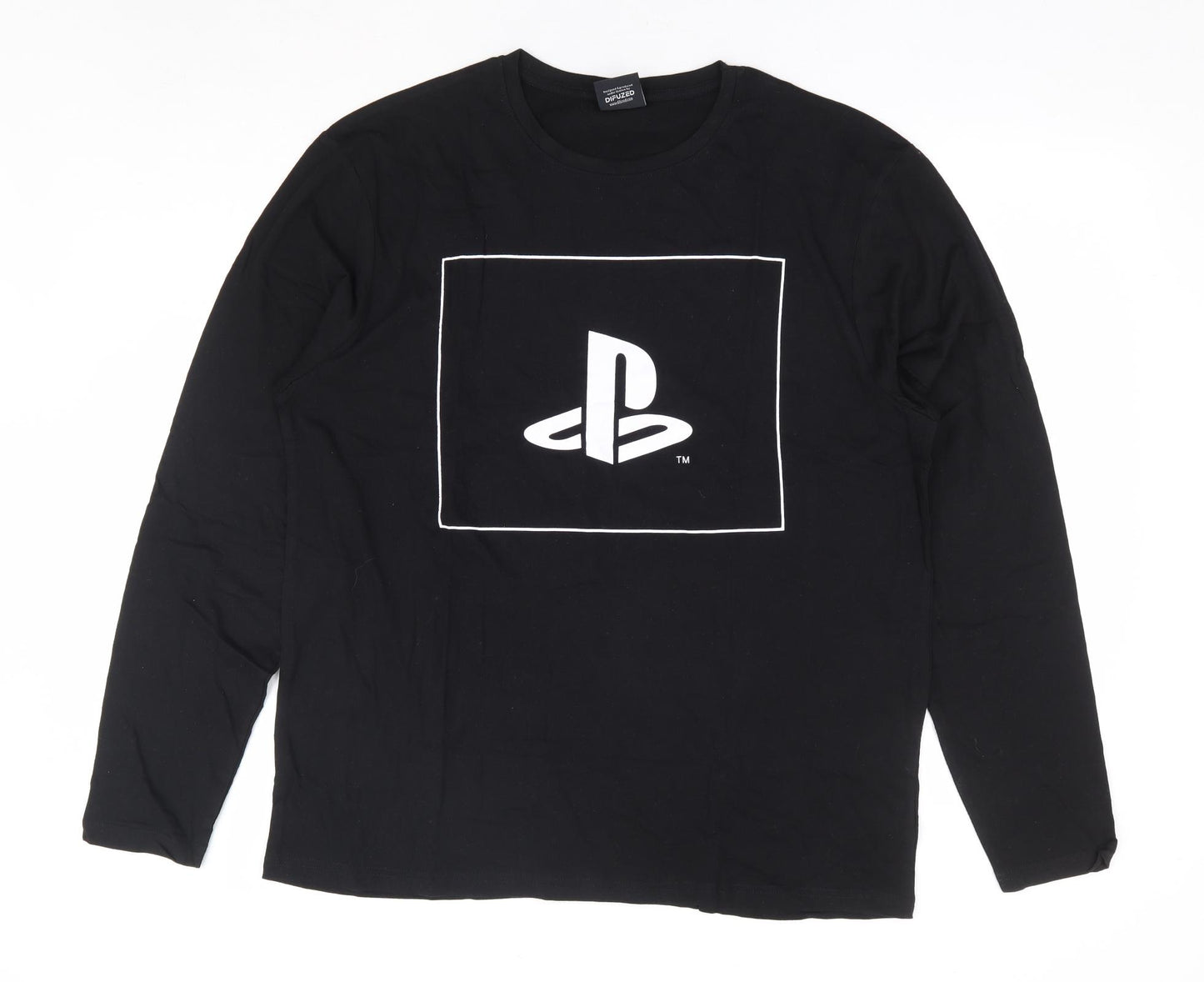 Primark Mens Black Cotton T-Shirt Size XL Round Neck - Playstation