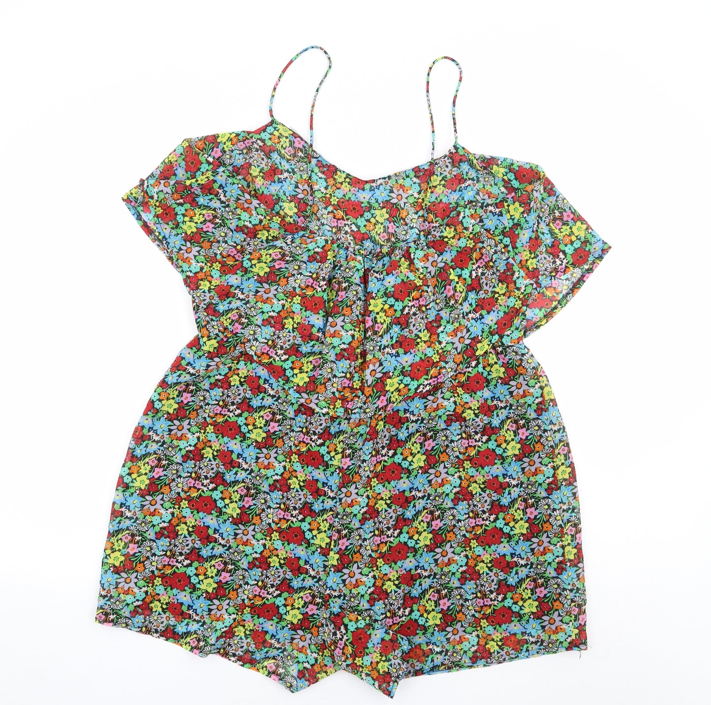 Primark Womens Multicoloured Floral Polyester Playsuit One-Piece Size 16 L6 in Pullover