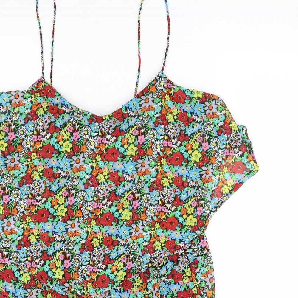 Primark Womens Multicoloured Floral Polyester Playsuit One-Piece Size 16 L6 in Pullover