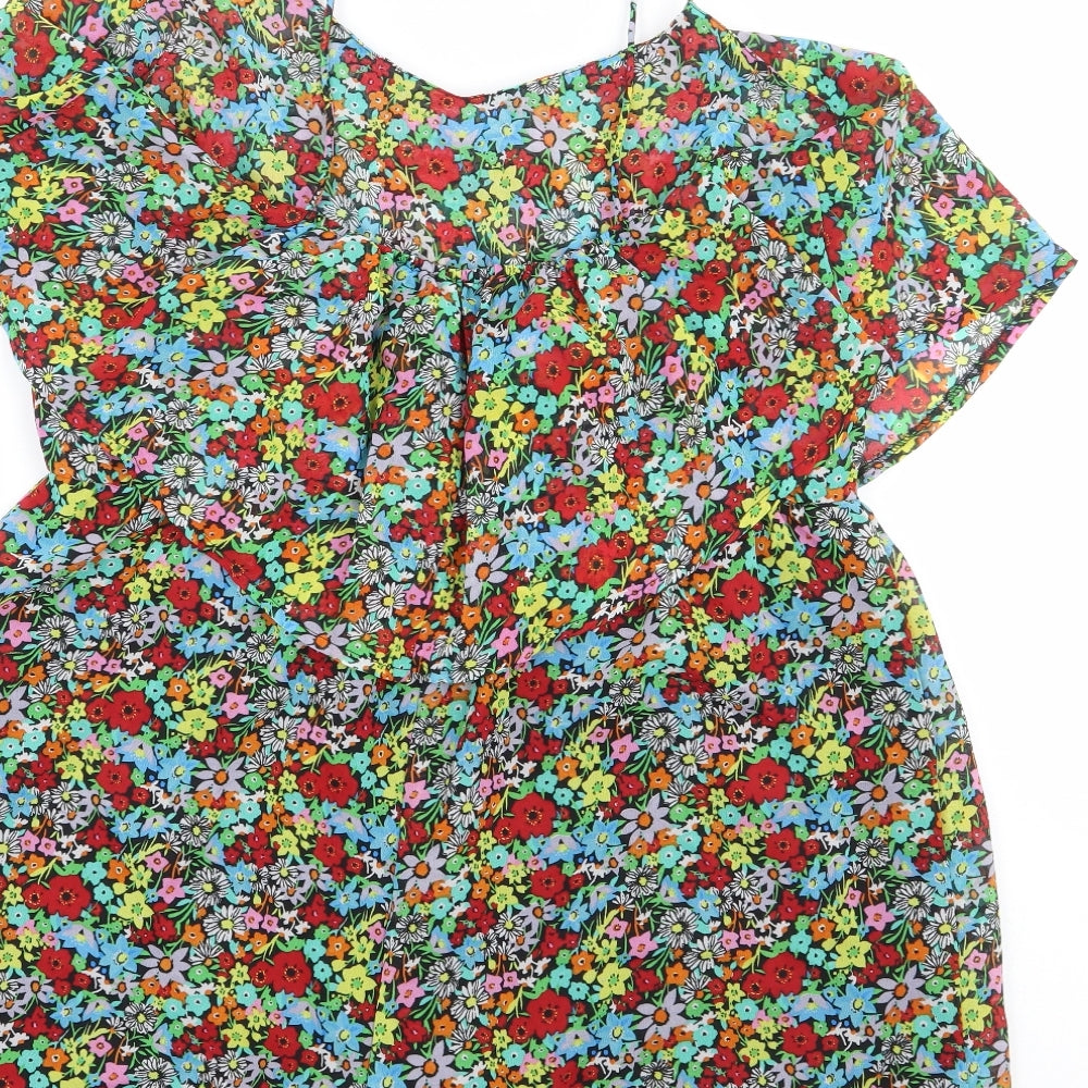 Primark Womens Multicoloured Floral Polyester Playsuit One-Piece Size 16 L6 in Pullover