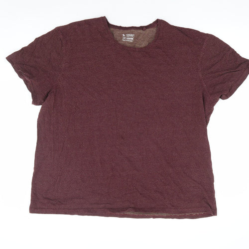 TU Mens Red Geometric Cotton T-Shirt Size 2XL Round Neck