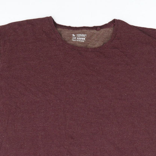 TU Mens Red Geometric Cotton T-Shirt Size 2XL Round Neck
