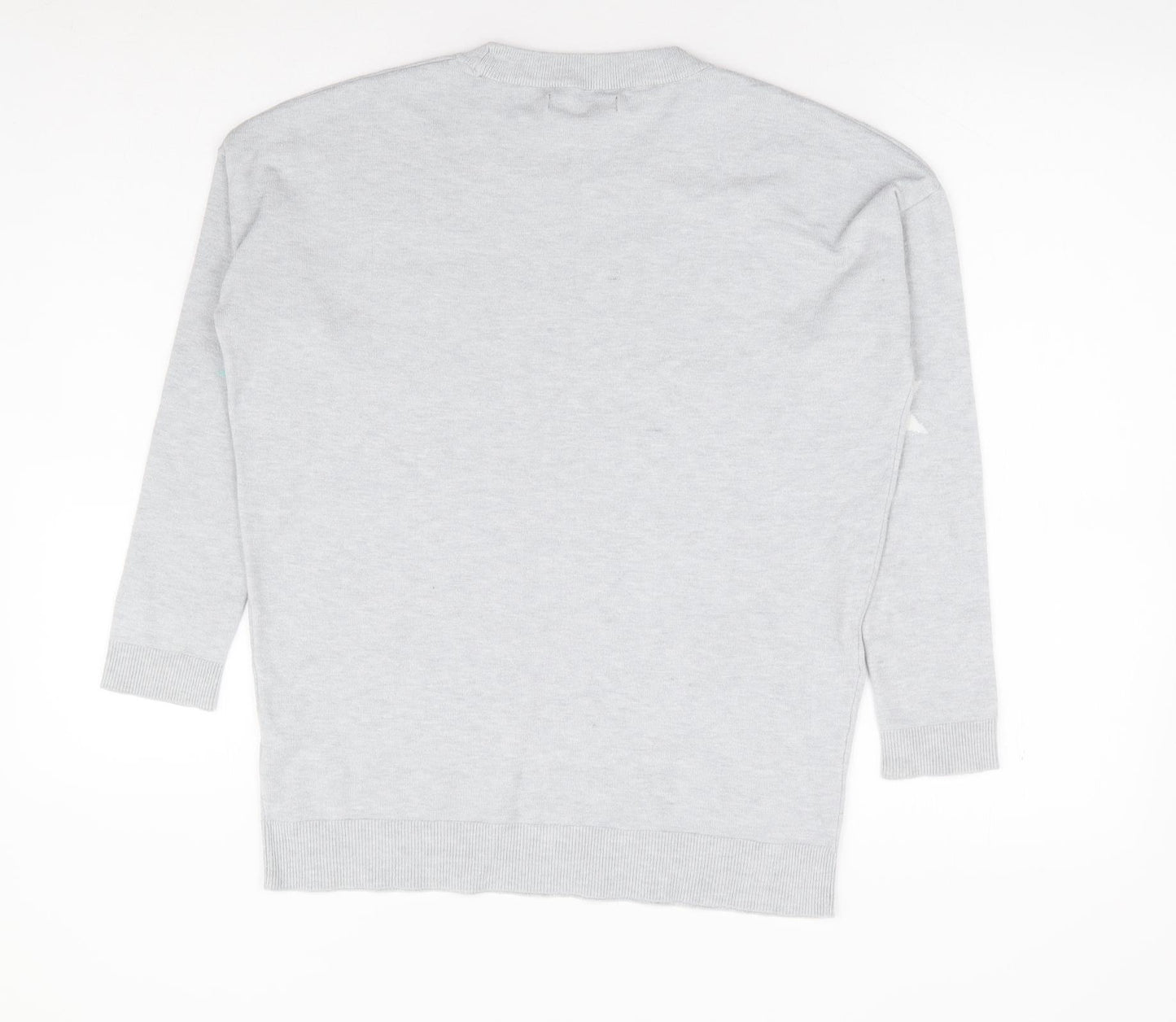 Dunnes Stores Womens Grey Round Neck Geometric Viscose Pullover Jumper Size S - Stars