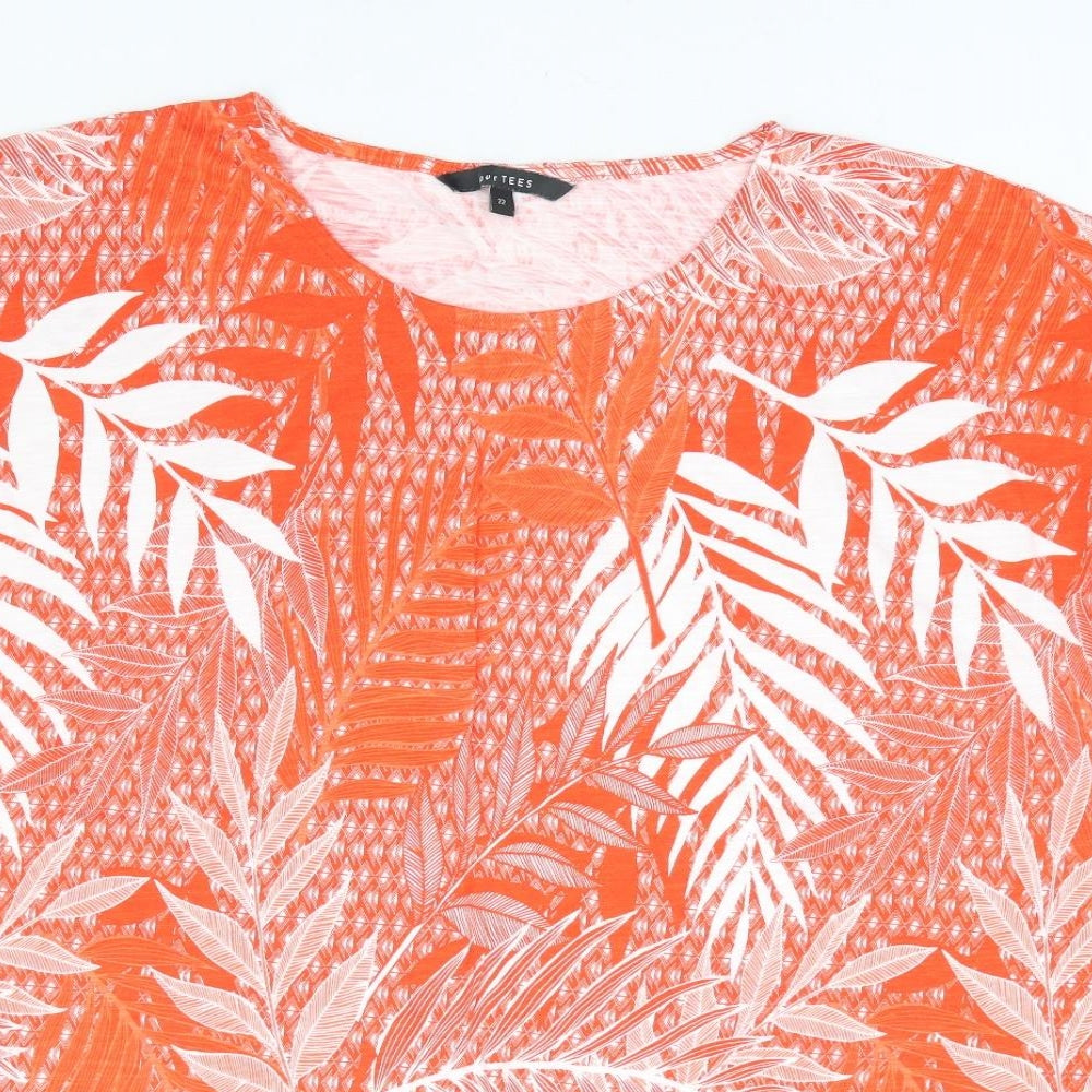Love Tees Womens Red Floral Cotton Basic T-Shirt Size 22 Round Neck