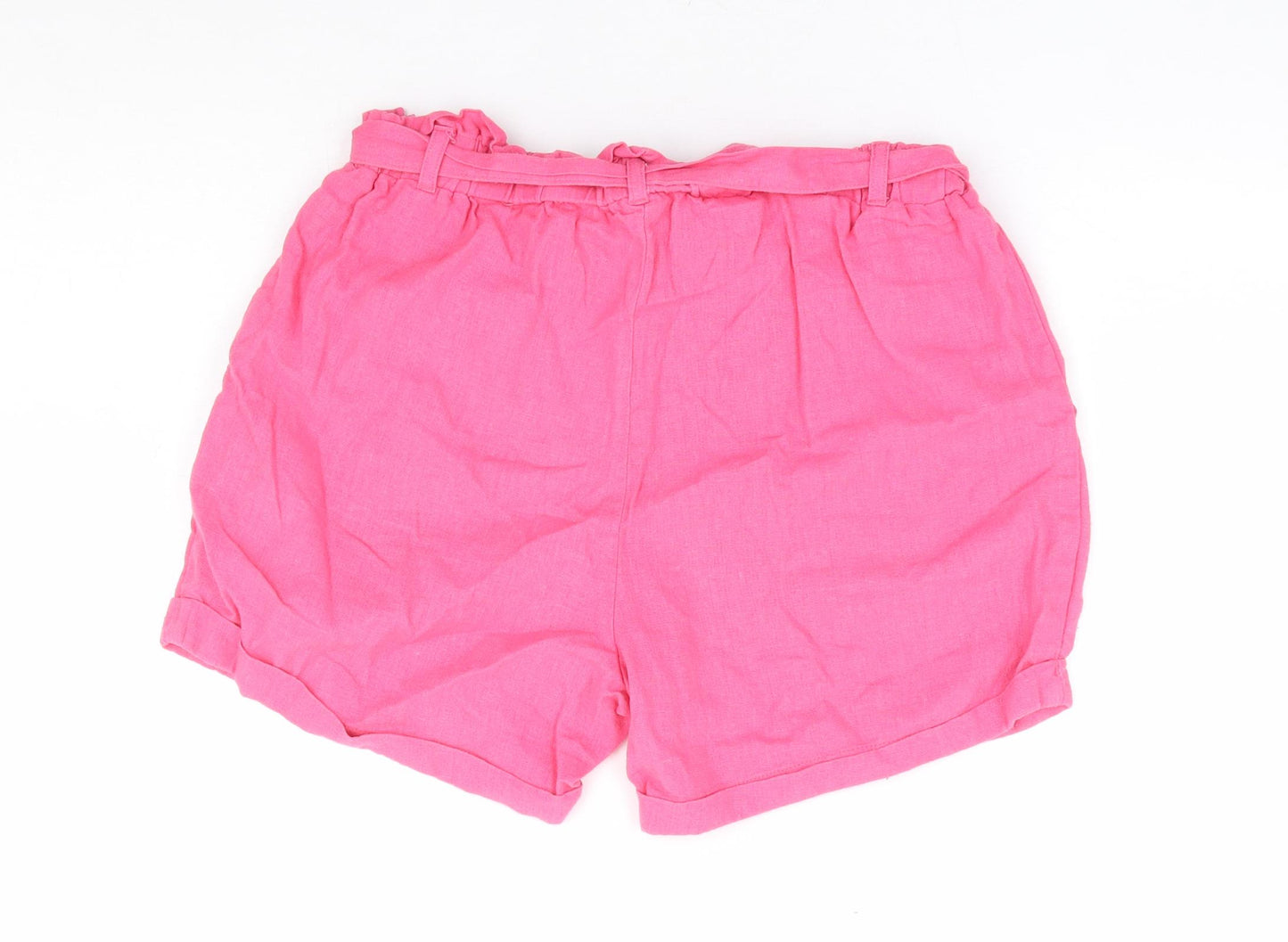 Primark Womens Pink Linen Chino Shorts Size 8 L5 in Regular Tie