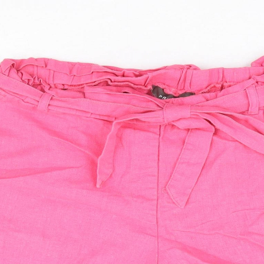 Primark Womens Pink Linen Chino Shorts Size 8 L5 in Regular Tie