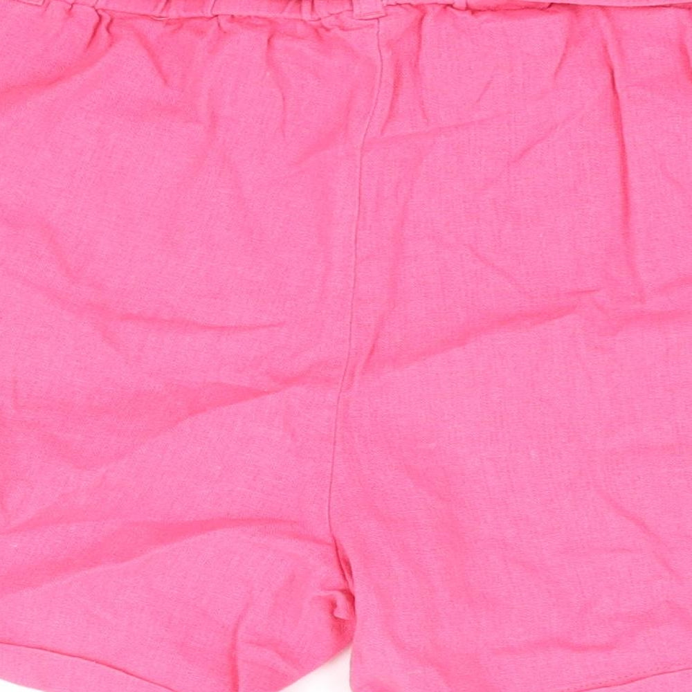 Primark Womens Pink Linen Chino Shorts Size 8 L5 in Regular Tie