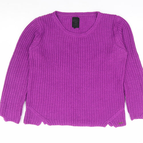 Goldigga Womens Purple Round Neck Acrylic Pullover Jumper Size 16