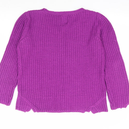 Goldigga Womens Purple Round Neck Acrylic Pullover Jumper Size 16
