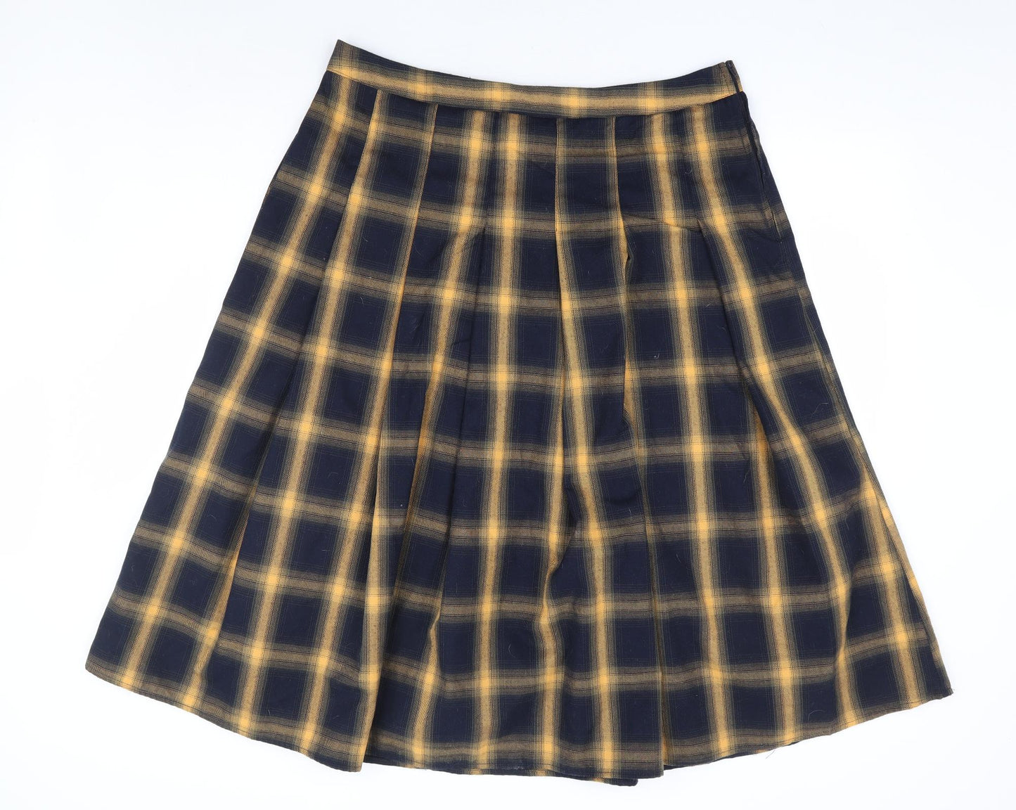Primark Womens Yellow Plaid Polyester Flare Skirt Size 18 Zip