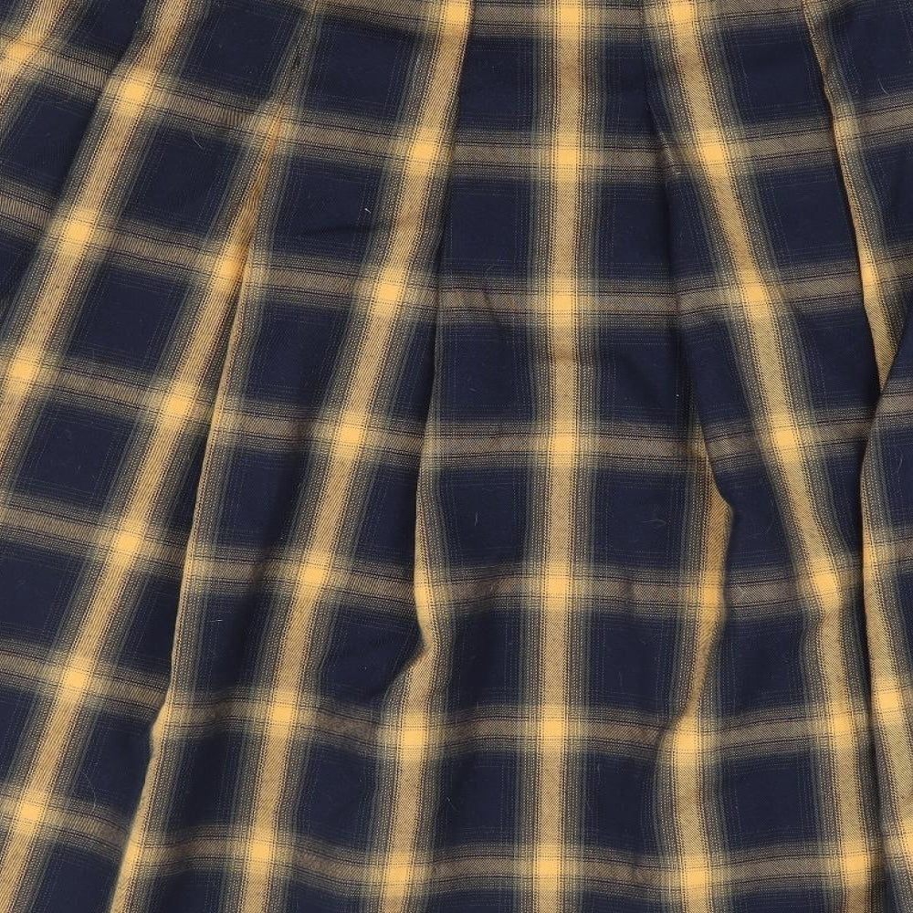 Primark Womens Yellow Plaid Polyester Flare Skirt Size 18 Zip