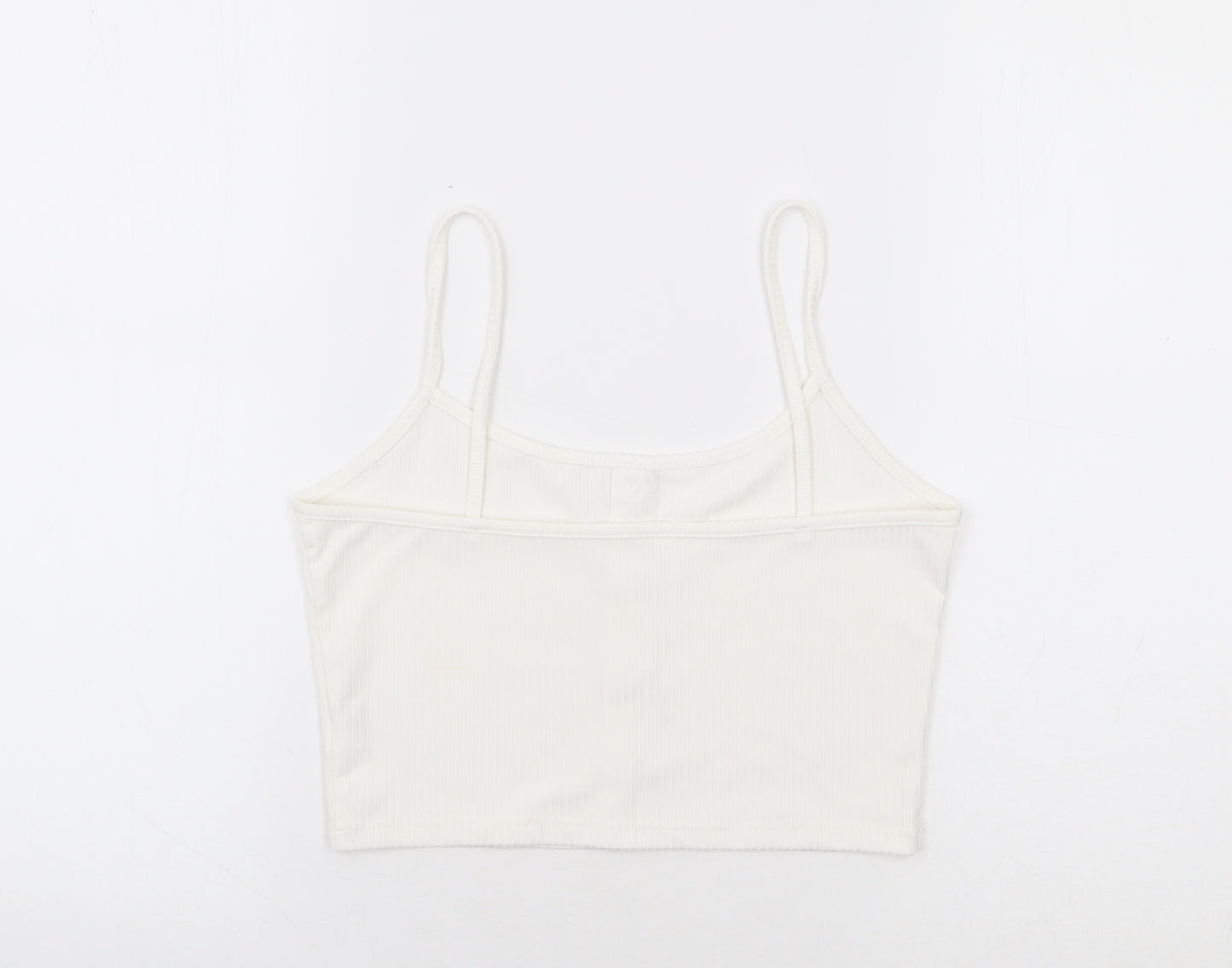 SheIn Womens White Cotton Cropped Tank Size S Square Neck - Ribbed