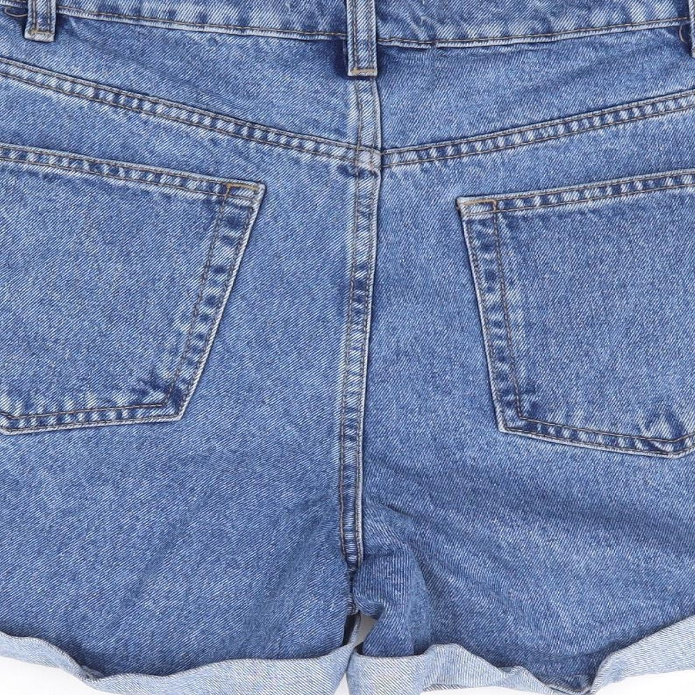 Primark Womens Blue 100% Cotton Mom Shorts Size 8 L4 in Regular Zip