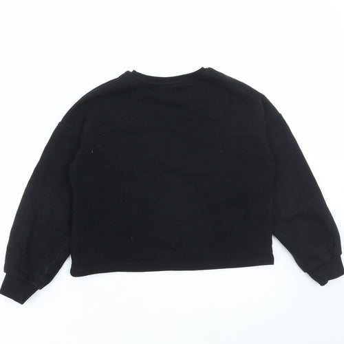 Dunnes Stores Girls Black Cotton Pullover Hoodie Size 10-11 Years Pullover - Aim for the stars