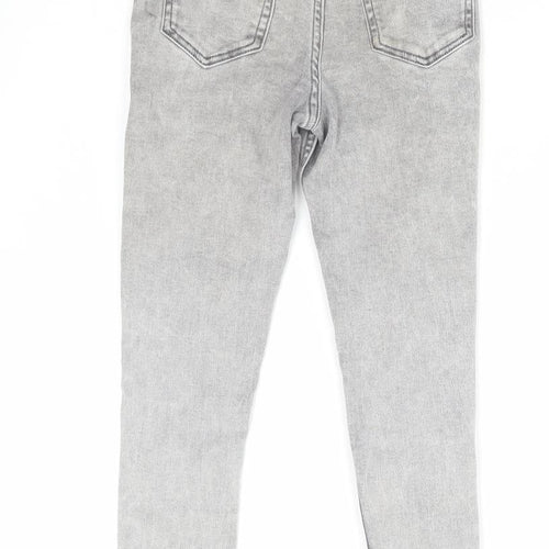 George Girls Grey Cotton Skinny Jeans Size 9-10 Years Regular Zip - Distressed