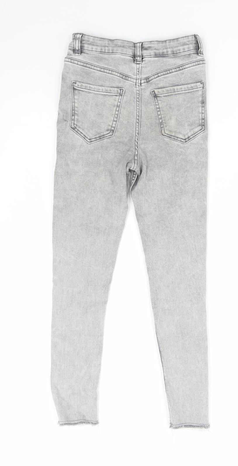 George Girls Grey Cotton Skinny Jeans Size 9-10 Years Regular Zip - Distressed