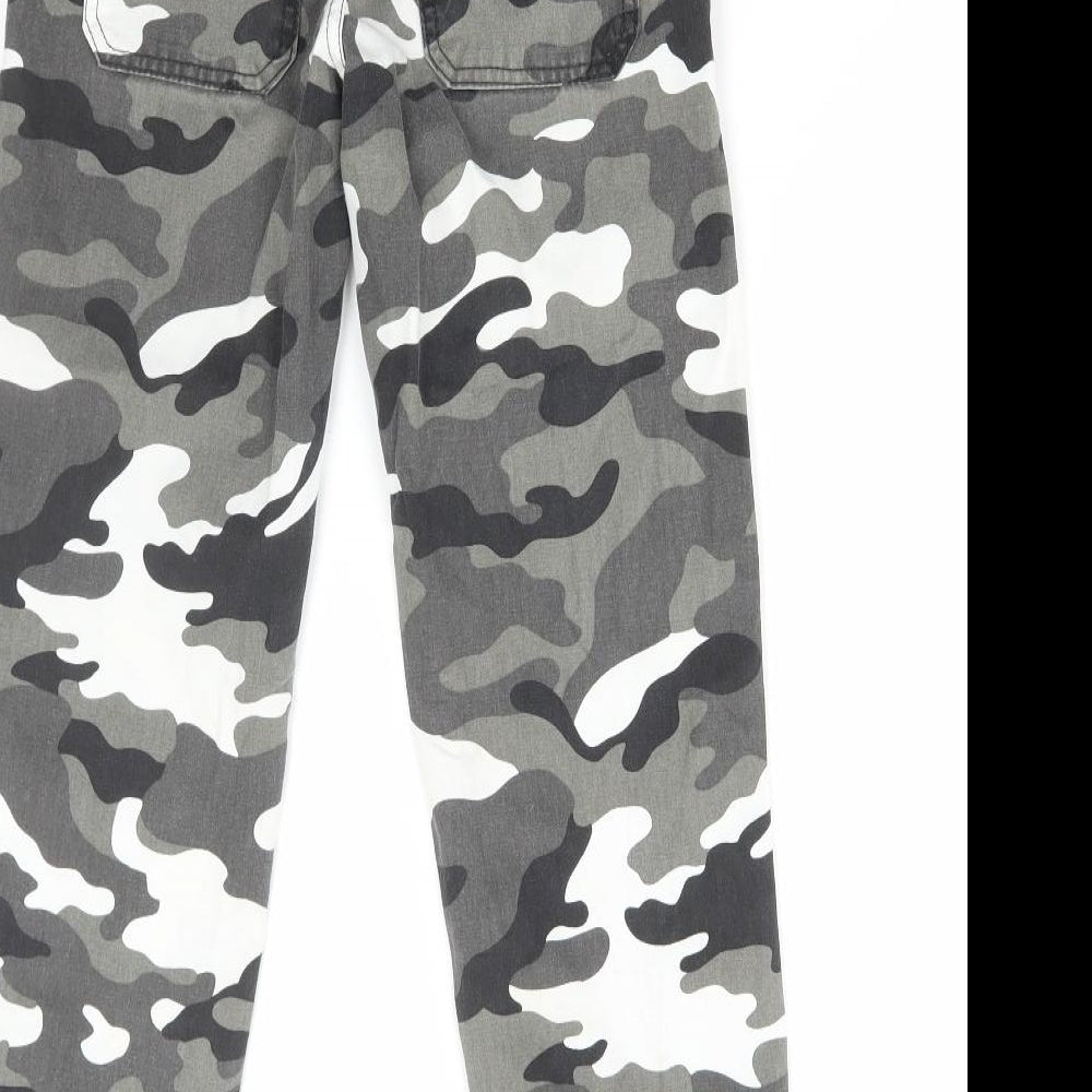 New Look Girls Grey Camouflage Cotton Cargo Trousers Size 9 Years Regular Pullover