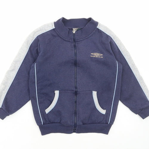 Umbro Boys Blue Cotton Full Zip Sweatshirt Size 5-6 Years Zip