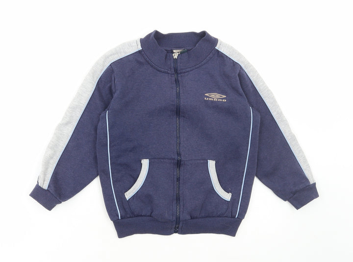 Umbro Boys Blue Cotton Full Zip Sweatshirt Size 5-6 Years Zip