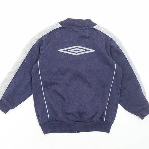 Umbro Boys Blue Cotton Full Zip Sweatshirt Size 5-6 Years Zip