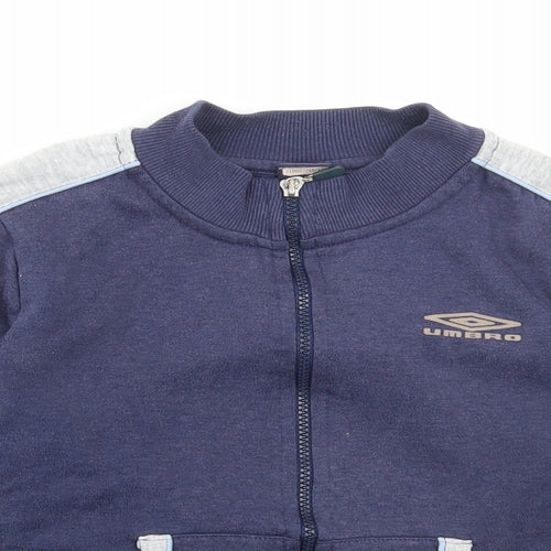 Umbro Boys Blue Cotton Full Zip Sweatshirt Size 5-6 Years Zip