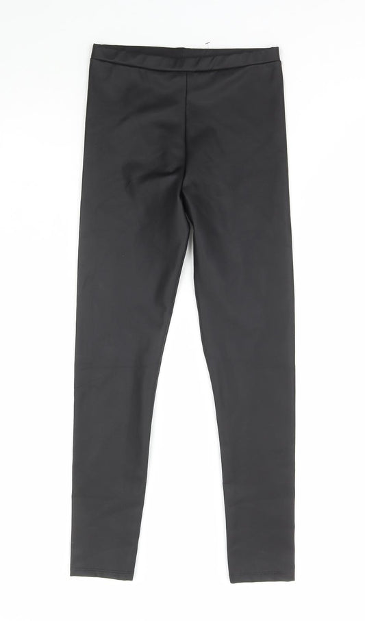 TU Girls Black Polyester Jegging Trousers Size 9 Months Regular Pullover - Faux Leather