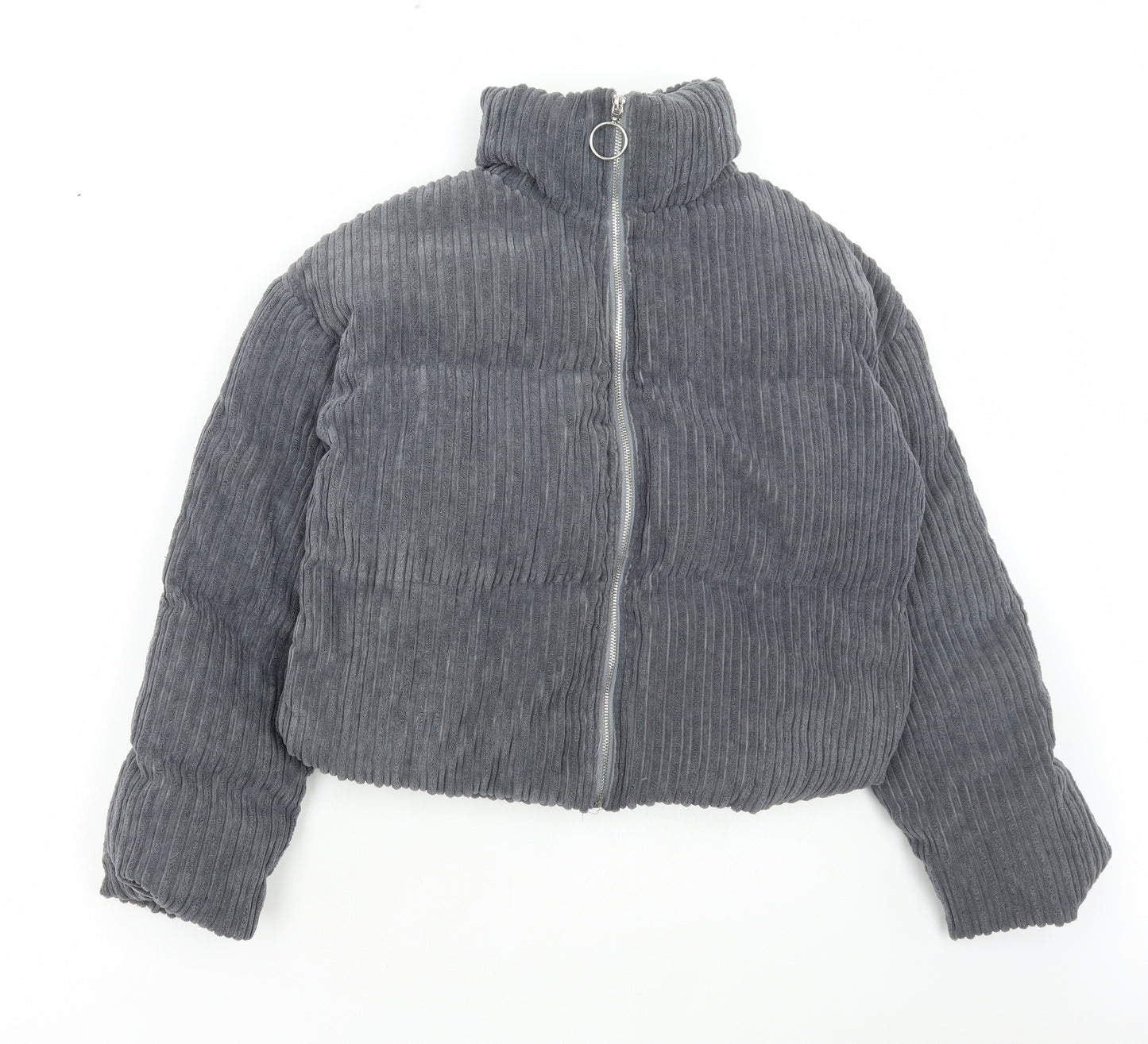SheIn Womens Grey Jacket Size S Zip - Ribbed