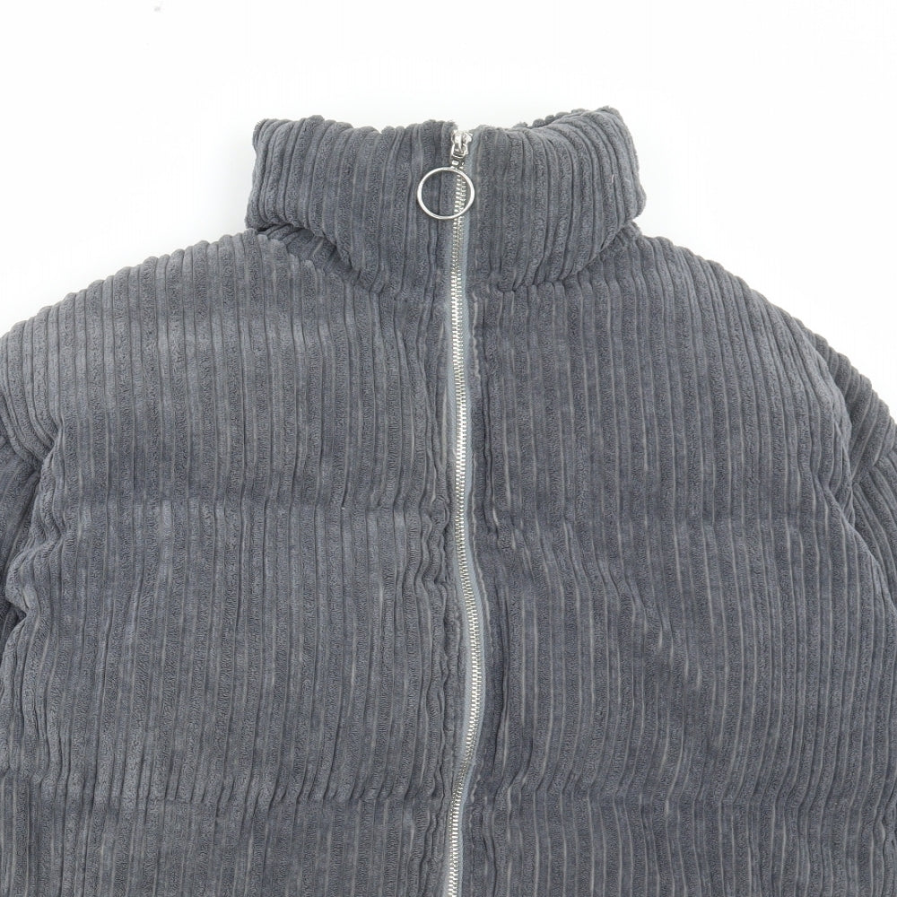 SheIn Womens Grey Jacket Size S Zip - Ribbed