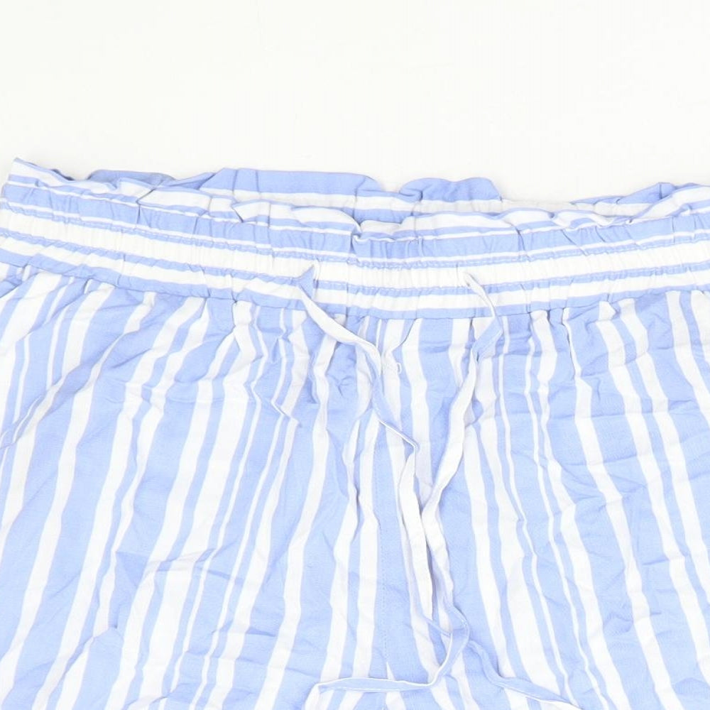 Papaya Womens Blue Striped Viscose Paperbag Shorts Size 12 Regular Tie