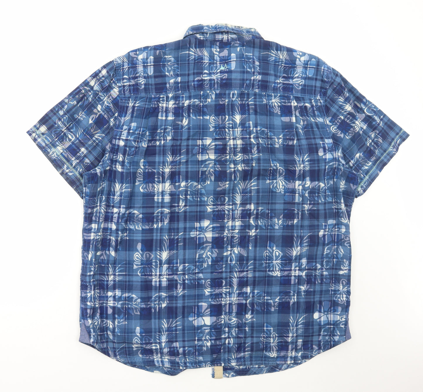 Debenhams Mens Blue Check Cotton Button-Up Size XL Collared Button