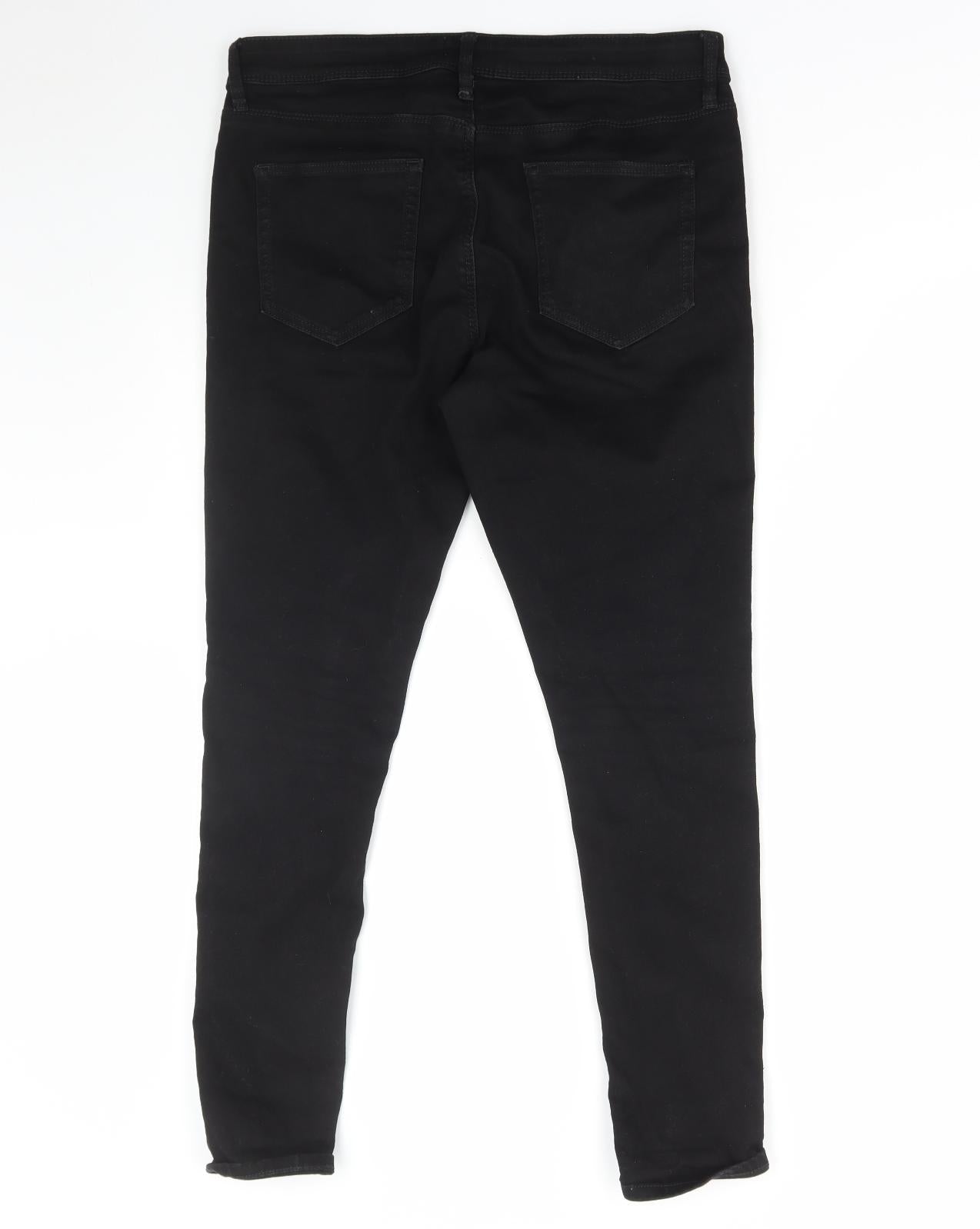 River Island Womens Black Cotton Skinny Jeans Size 32 in L30 in Regular Zip
