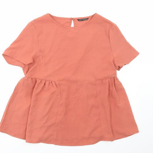 SheIn Womens Orange Polyester Basic Blouse Size L Round Neck