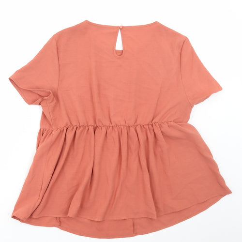 SheIn Womens Orange Polyester Basic Blouse Size L Round Neck