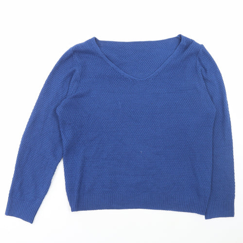 SheIn Womens Blue Scoop Neck Acrylic Pullover Jumper Size L