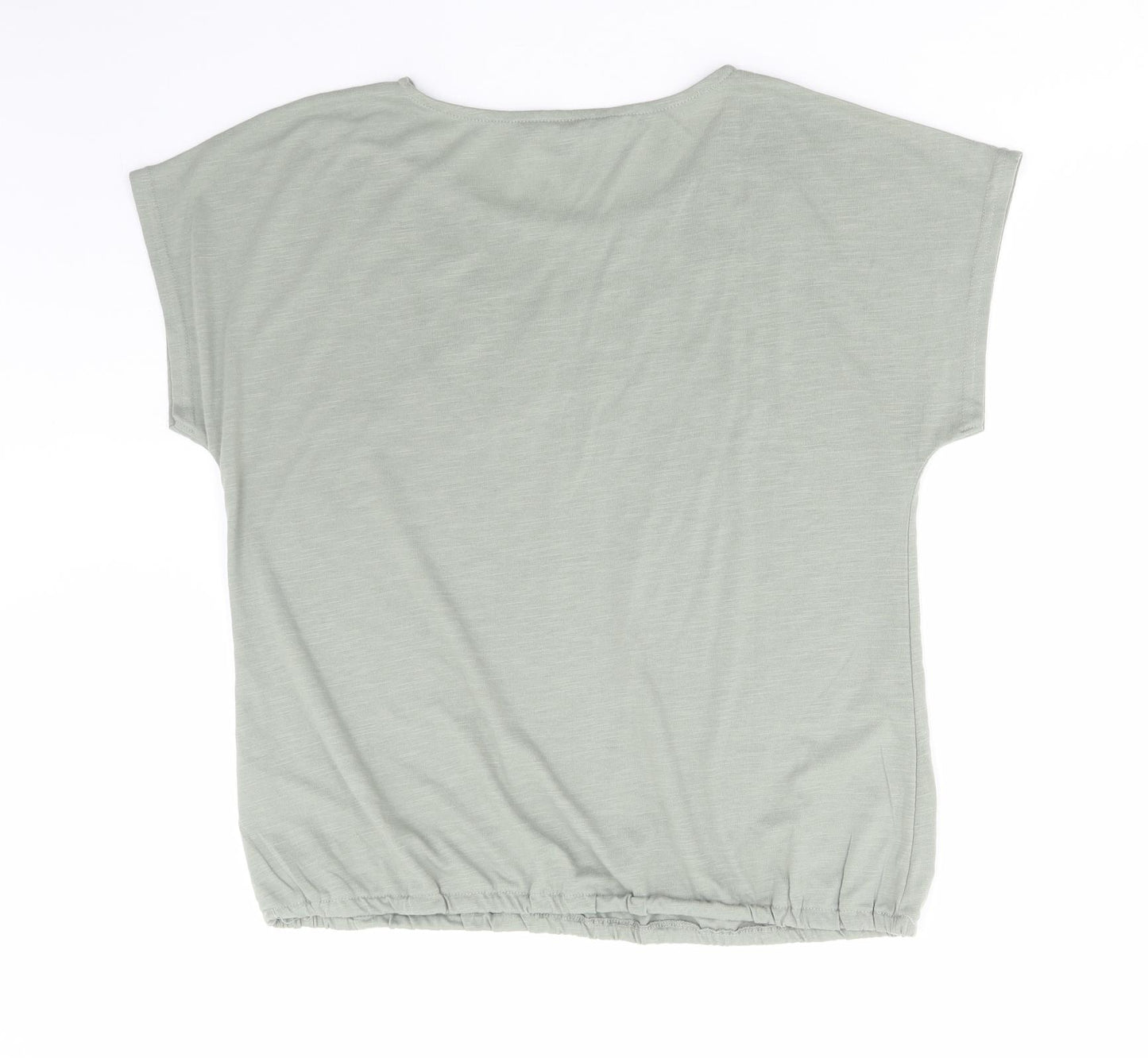 Bonmarché Womens Green Polyester Basic T-Shirt Size 14 Round Neck