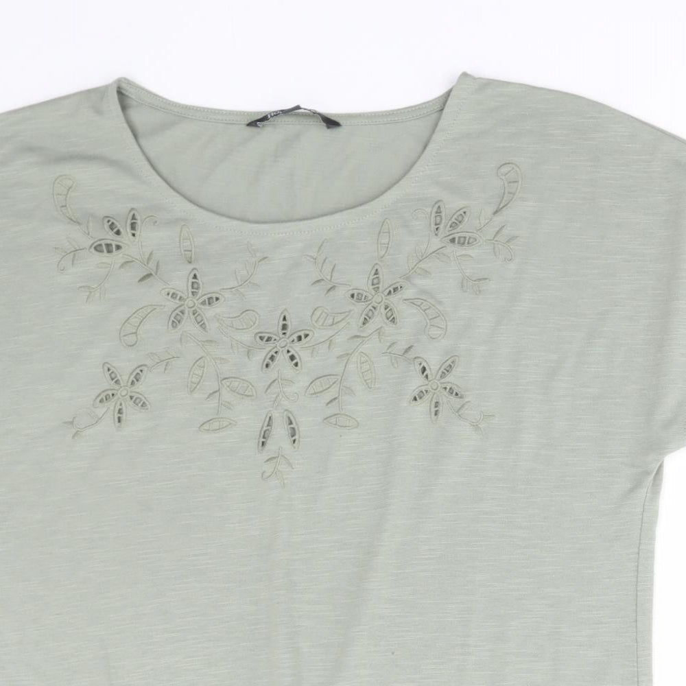 Bonmarché Womens Green Polyester Basic T-Shirt Size 14 Round Neck