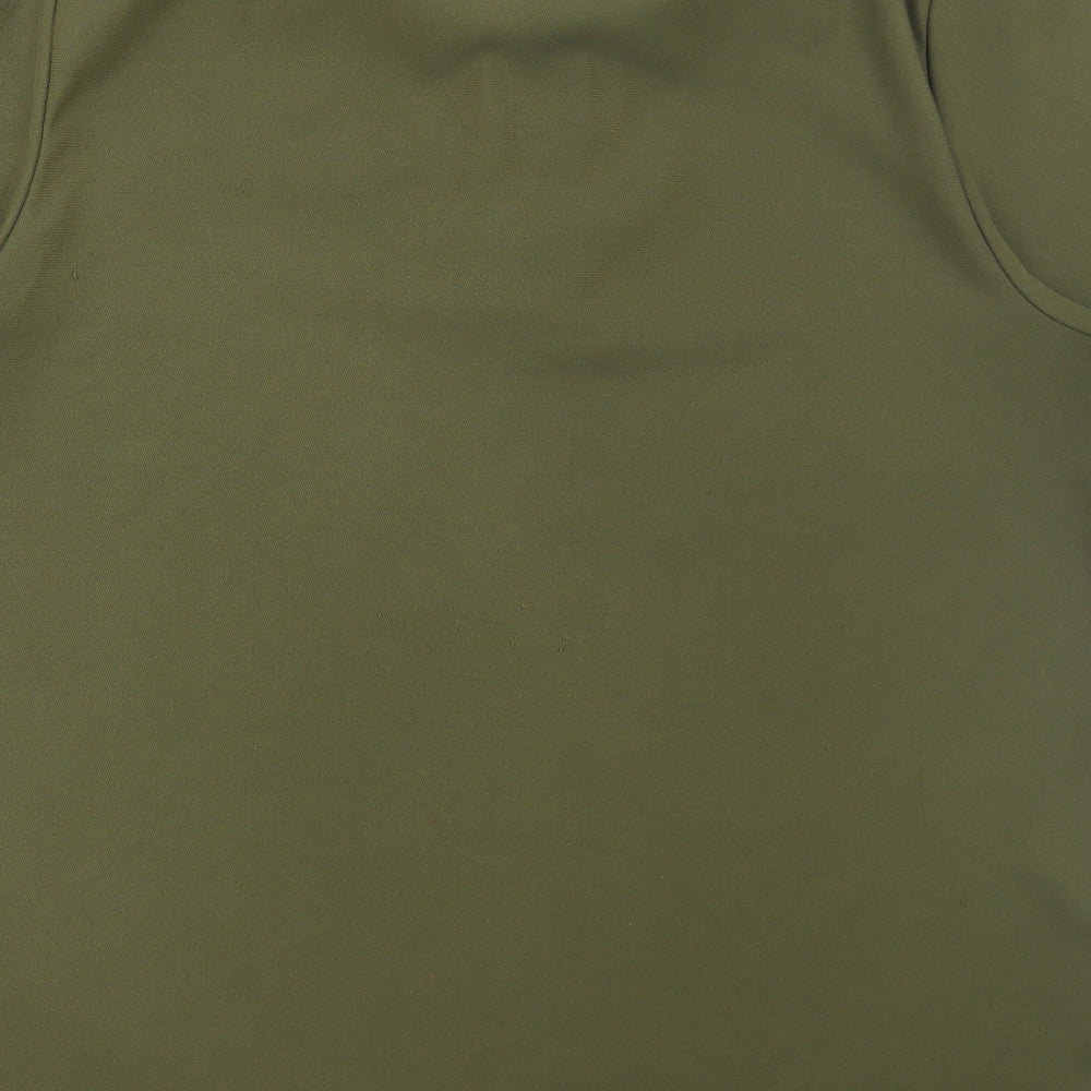 River Island Mens Green Polyester Polo Size XL Collared Zip