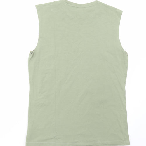 Gymshark Mens Green Cotton Basic Tank Size M Round Neck Pullover